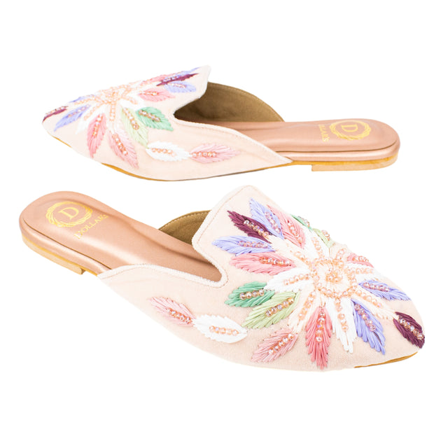 Women Handcrafted Rose Flat Slippers