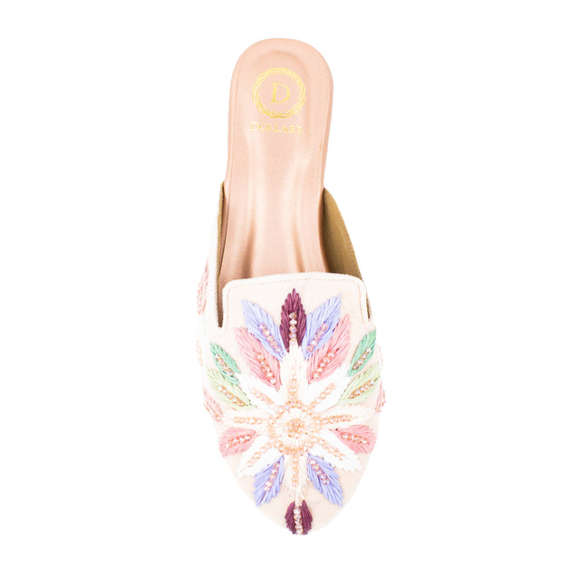 Women Handcrafted Rose Flat Slippers