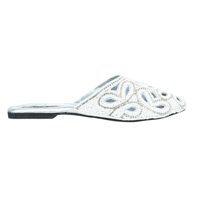 Glamorous Silver Flat Slippers