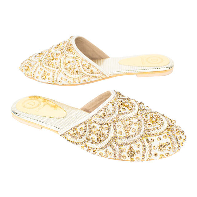 Handcrafted Cream Flat Slippers