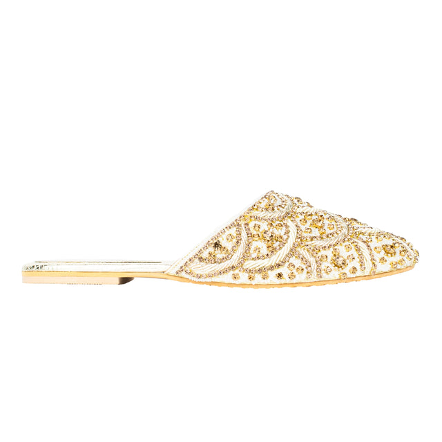 Handcrafted Cream Flat Slippers