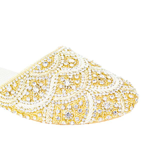 Handcrafted Light Gold Flat Slippers