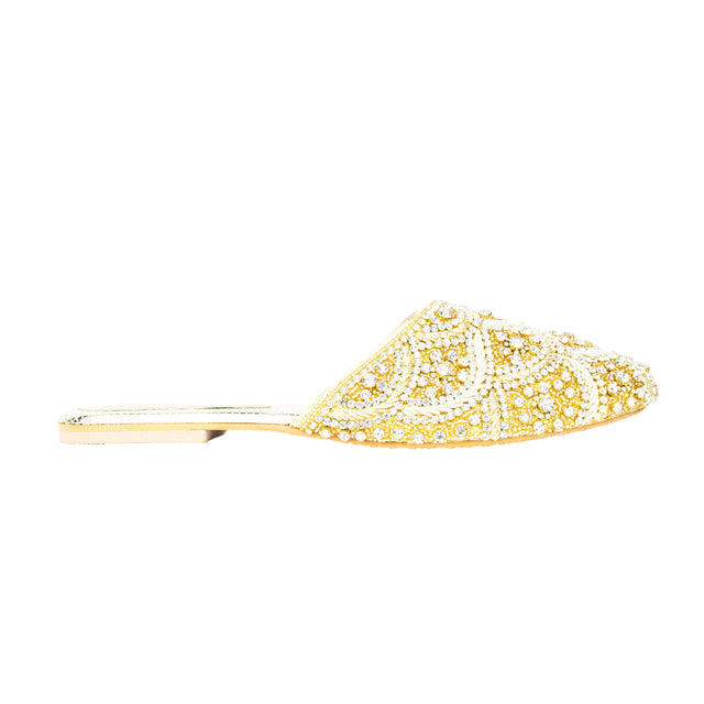 Handcrafted Light Gold Flat Slippers