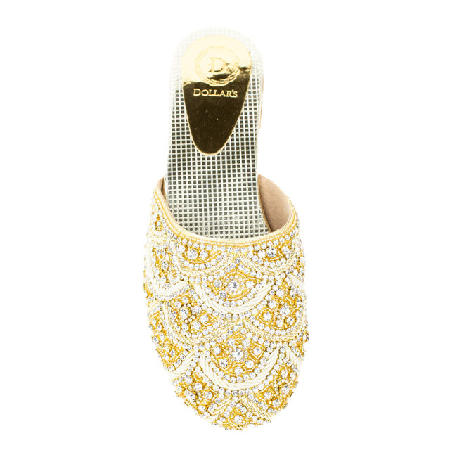 Handcrafted Light Gold Flat Slippers
