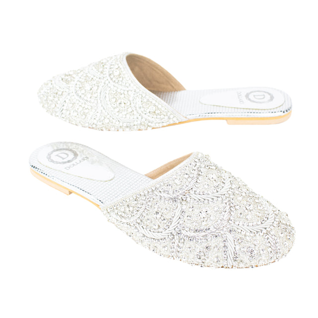 Handcrafted Cream Flat Slippers