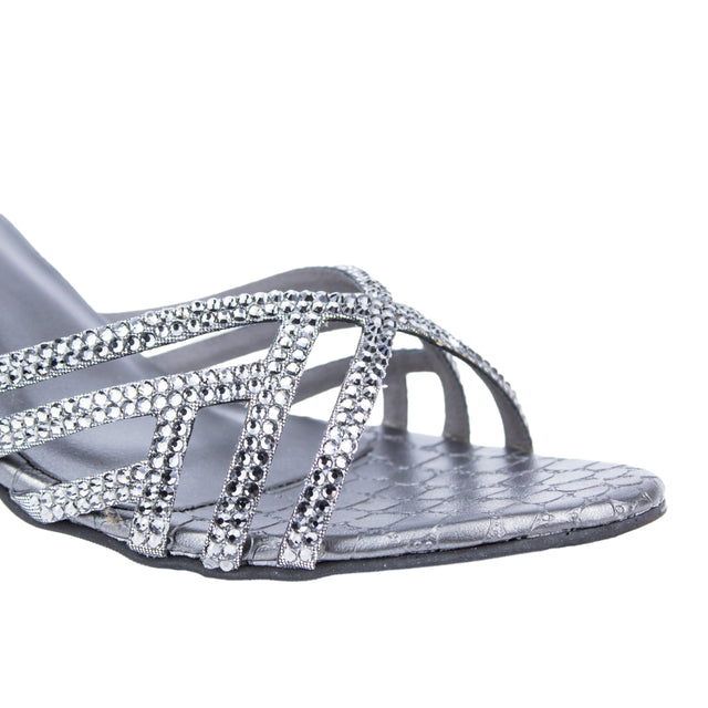 Abeer Luxury Handcrafted Grey Heel Sandals