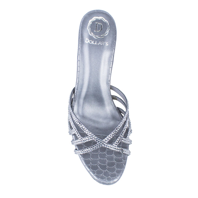 Abeer Luxury Handcrafted Grey Heel Sandals