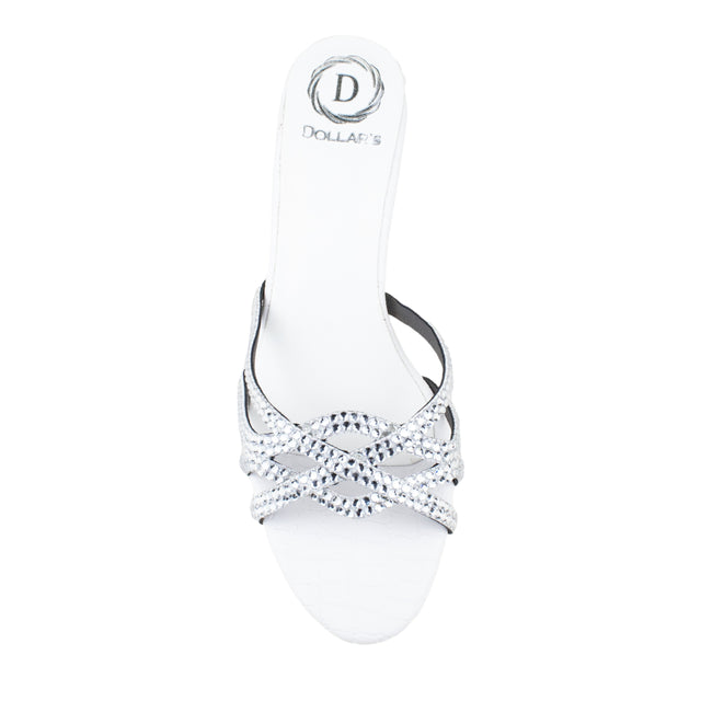 Abeer Luxury Handcrafted White Heel Sandals