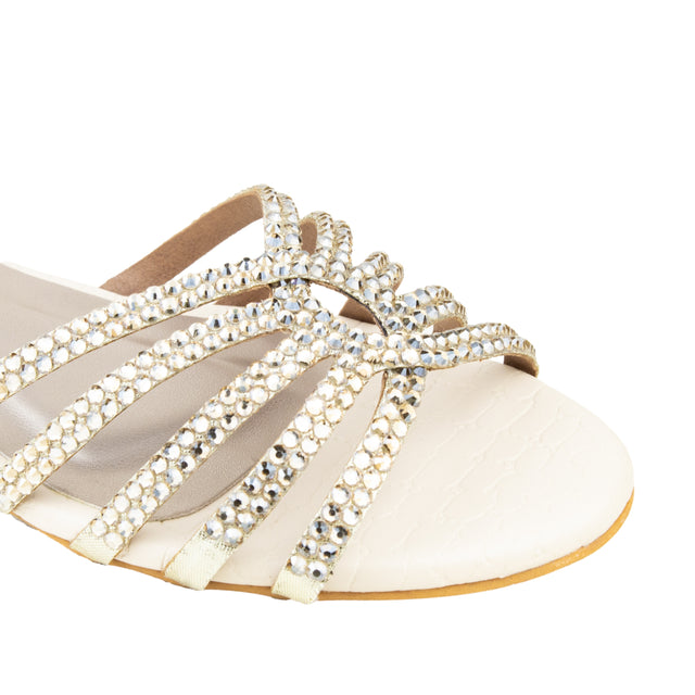 Shamsa Handcrafted Cream Flat Sandals