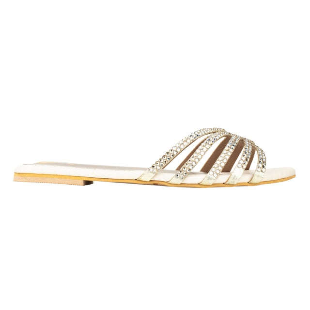 Shamsa Handcrafted Cream Flat Sandals