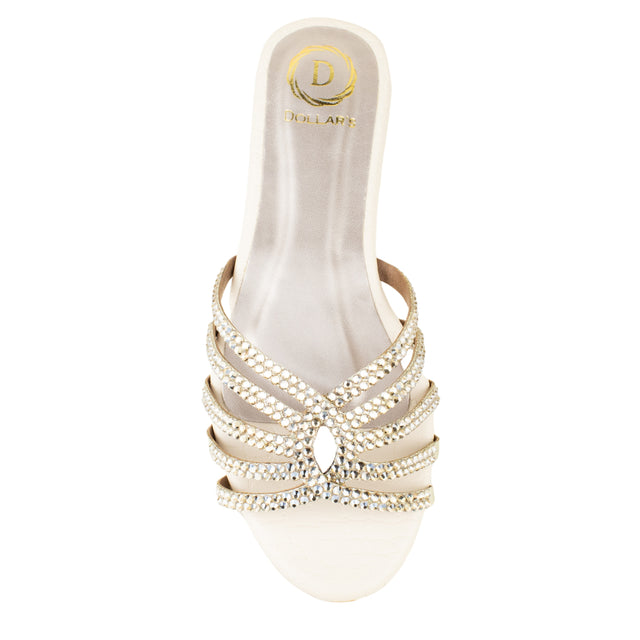 Shamsa Handcrafted Cream Flat Sandals
