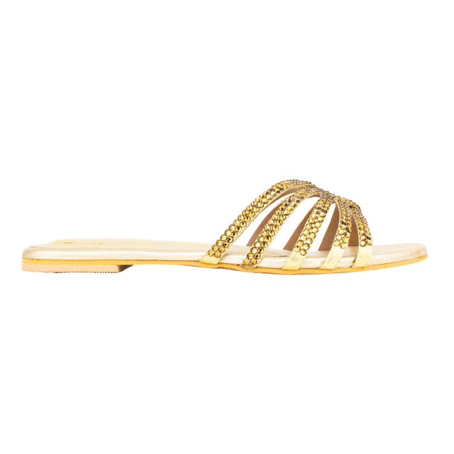 Shamsa Handcrafted Gold Flat Sandals