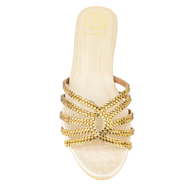 Shamsa Handcrafted Gold Flat Sandals