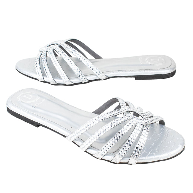 Shamsa Handcrafted Silver Flat Sandals