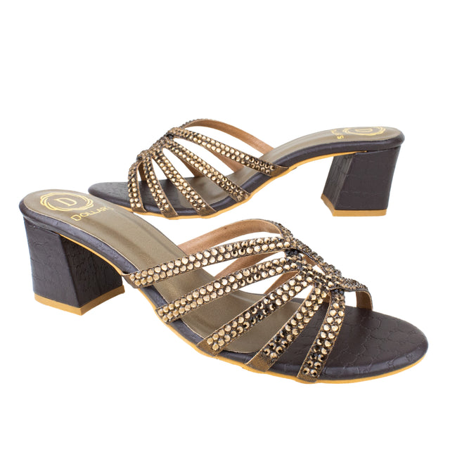 Shamsa Handcrafted Brown Heel Sandals