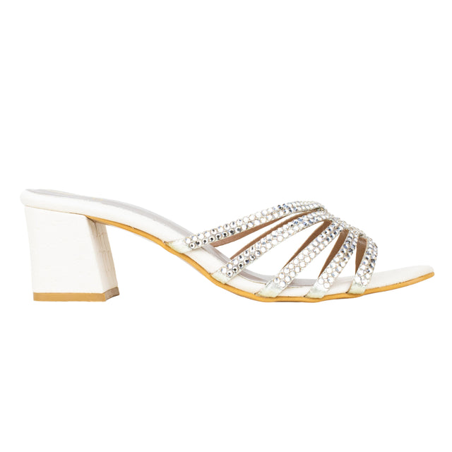 Shamsa Handcrafted Cream Heel Sandals