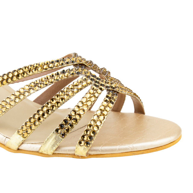 Shamsa Handcrafted Gold Heel Sandals