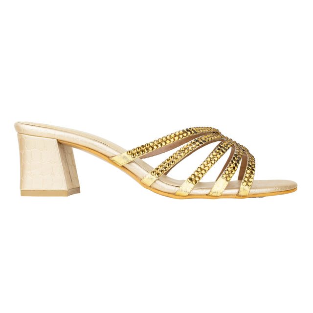 Shamsa Handcrafted Gold Heel Sandals