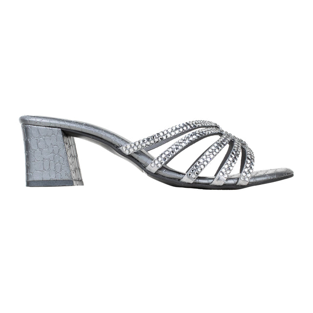 Shamsa Handcrafted Grey Heel Sandals