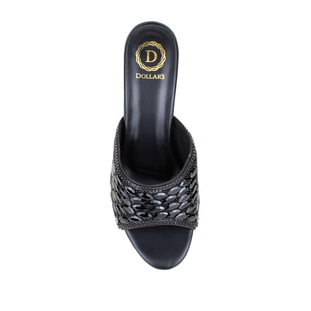 Amal Handcrafted Black Heel Sandals