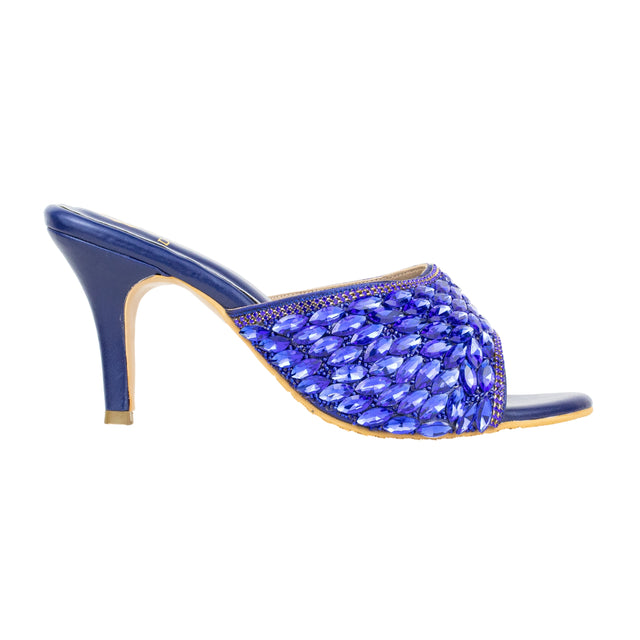 Amal Handcrafted Blue Heel Sandals