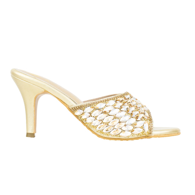 Amal Handcrafted Gold Heel Sandals