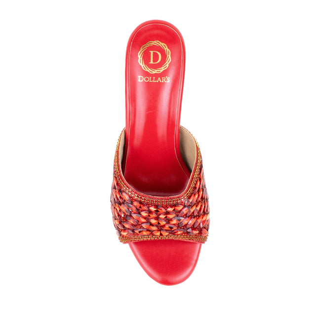 Amal Handcrafted Red Heel Sandals