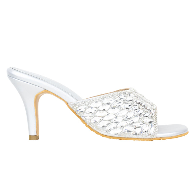Amal Handcrafted Silver Heel Sandals