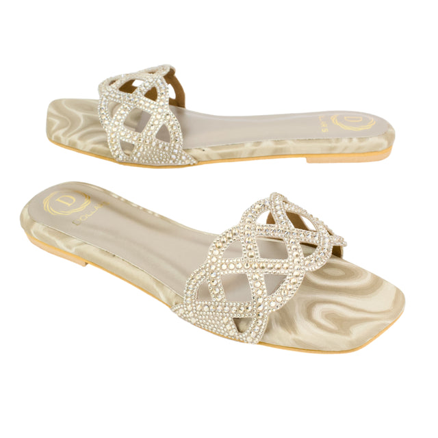 Safa Elevated Semi Formal Nude Flat Slippers