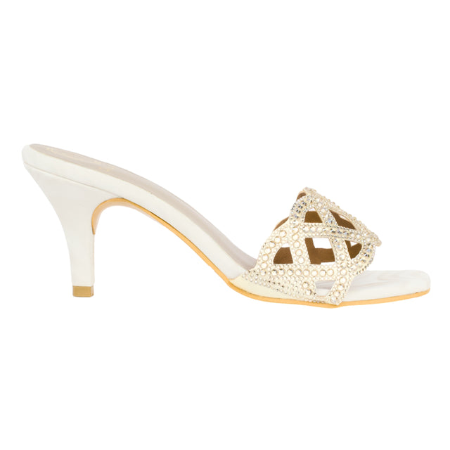 Lama'a Ivory Cream Pencil Heel Sandals