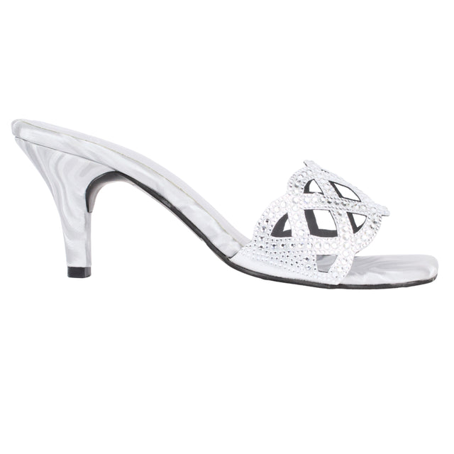 Lama'a Sparkling Silver Pencil Heel Sandals