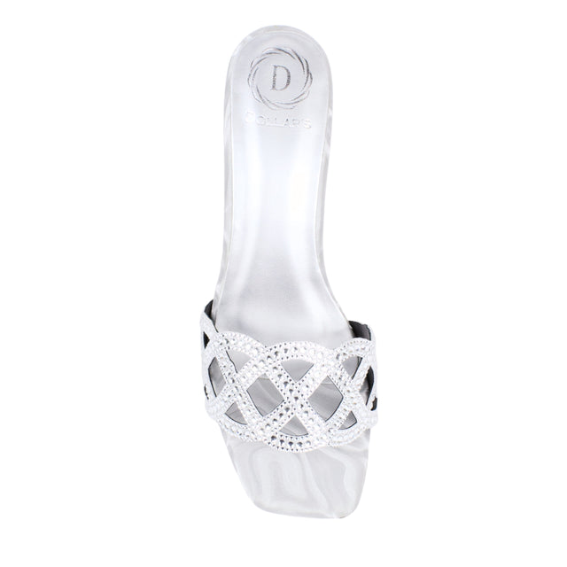 Lama'a Sparkling Silver Pencil Heel Sandals