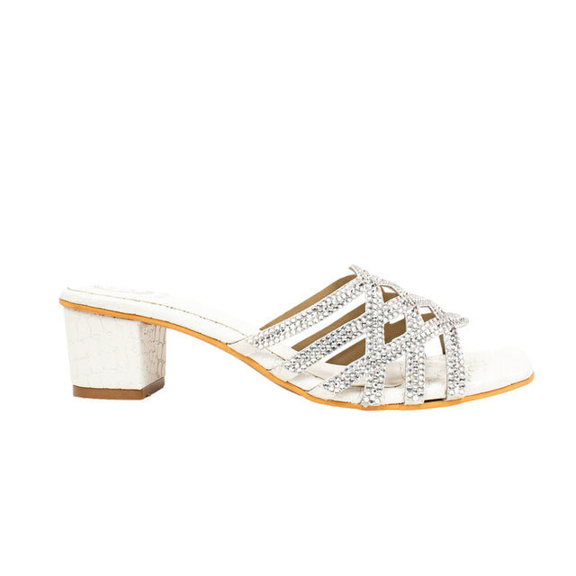 Fiona Vibrant White Two Tone Block Heel Sandals