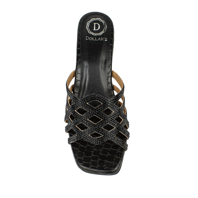 Fiona Handcrafted Black Block Heel Sandals