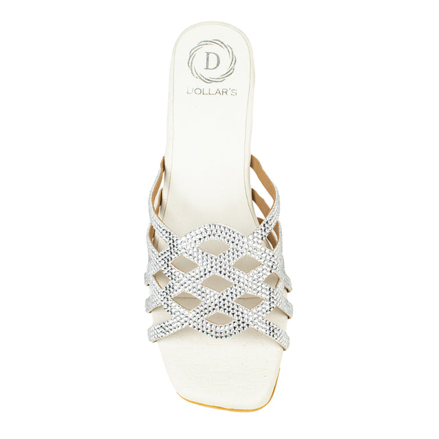 Fiona Bold White Block Heel Sandals