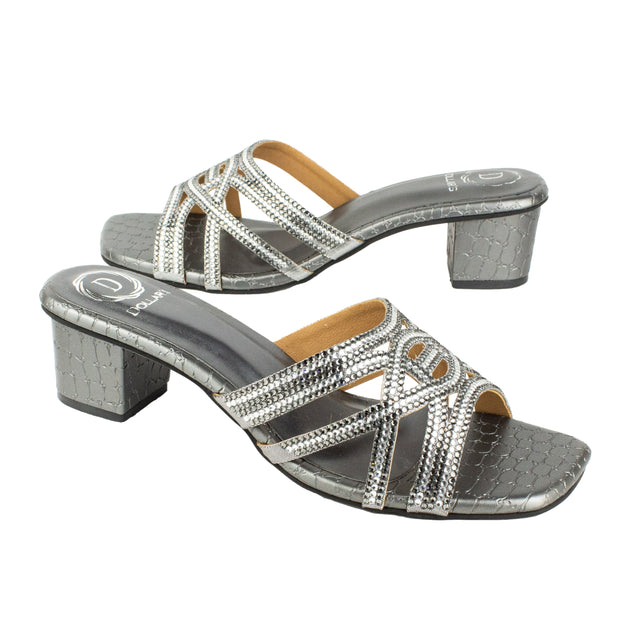 Handcrafted Grey Block Heel Sandals