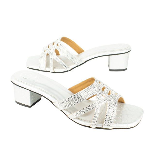 Bold Silver Block Heel Sandals
