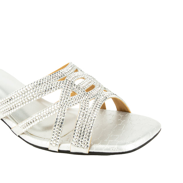Bold Silver Block Heel Sandals