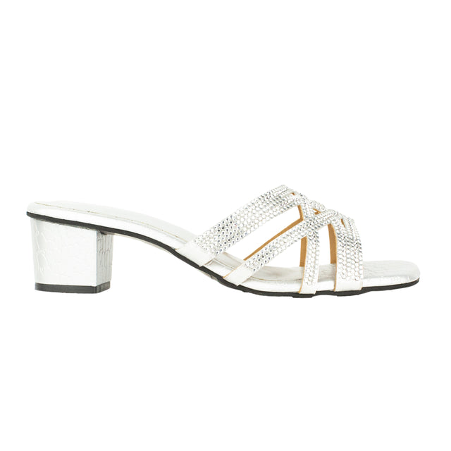 Bold Silver Block Heel Sandals