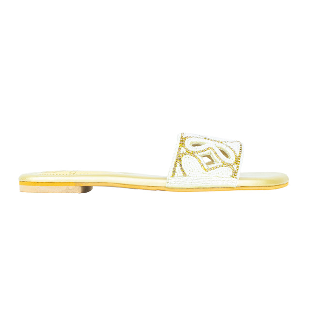 Sleek Gold Flat Slippers