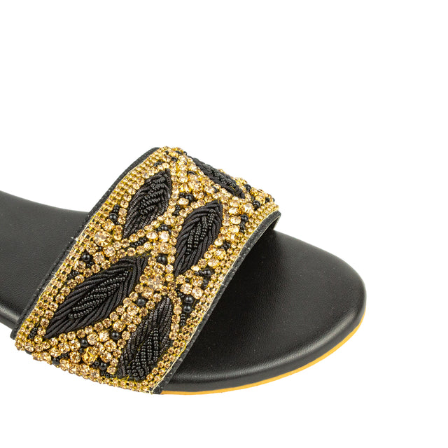 Luxurious Black Flat Slippers