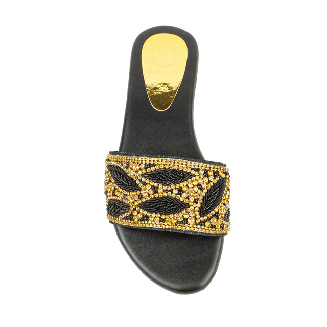 Luxurious Black Flat Slippers