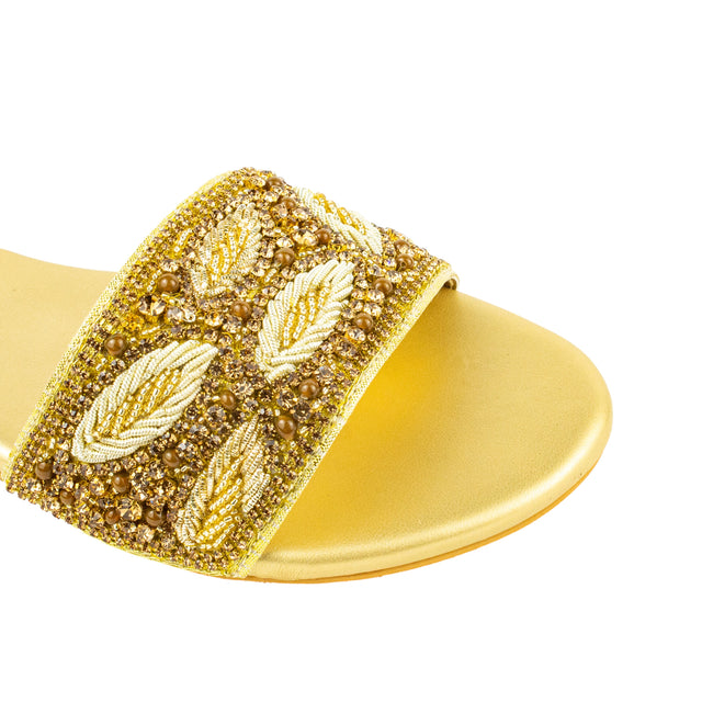 Chic Gold Flat Slippers