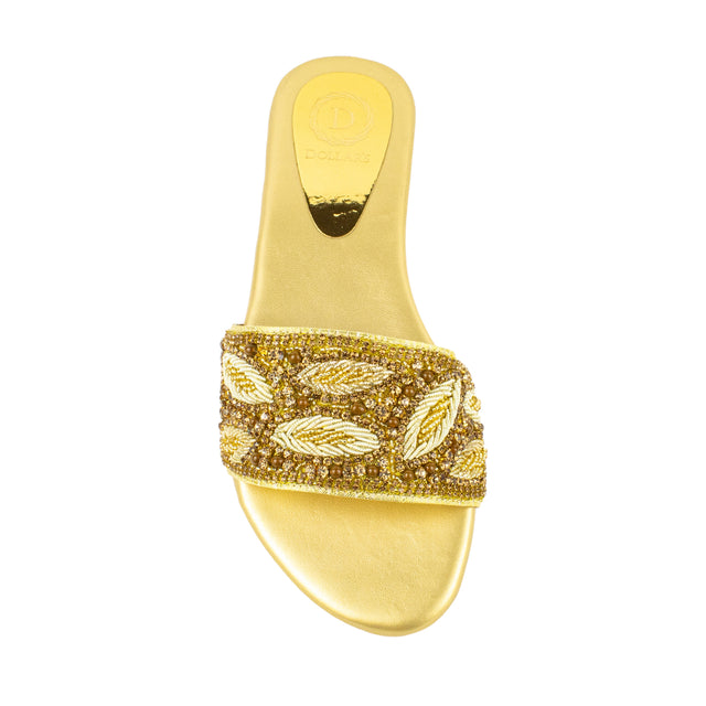 Chic Gold Flat Slippers