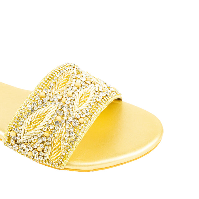 Luxe Light Gold Flat Slippers