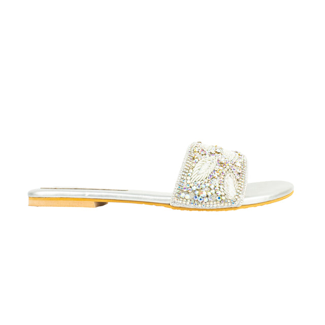 Minimalist Glitter Silver Flat Slippers