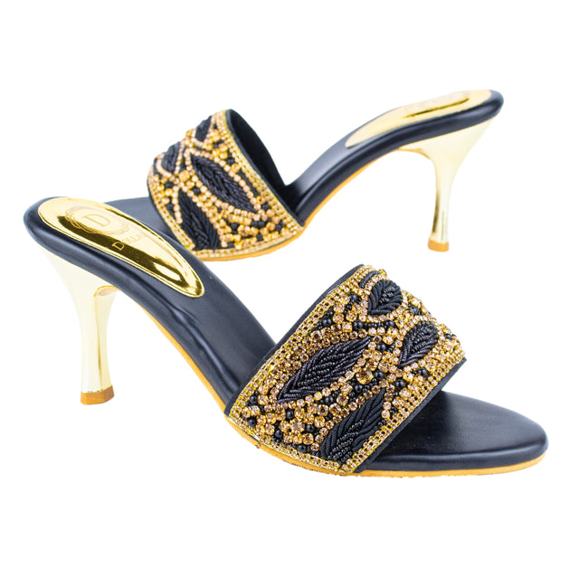 Captivating Black Pencil Heel Sandals