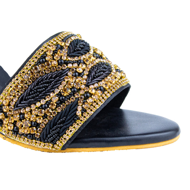 Captivating Black Pencil Heel Sandals