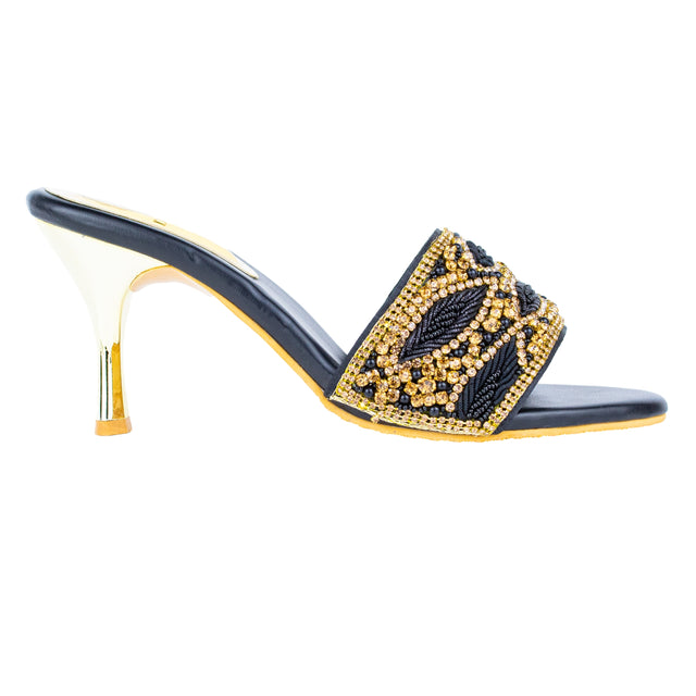Captivating Black Pencil Heel Sandals