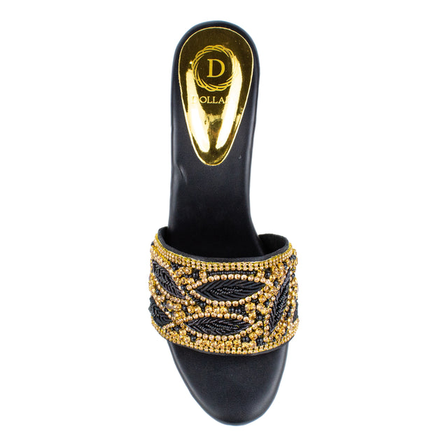 Captivating Black Pencil Heel Sandals